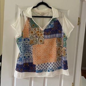 Umgee short sleeve mixed media top